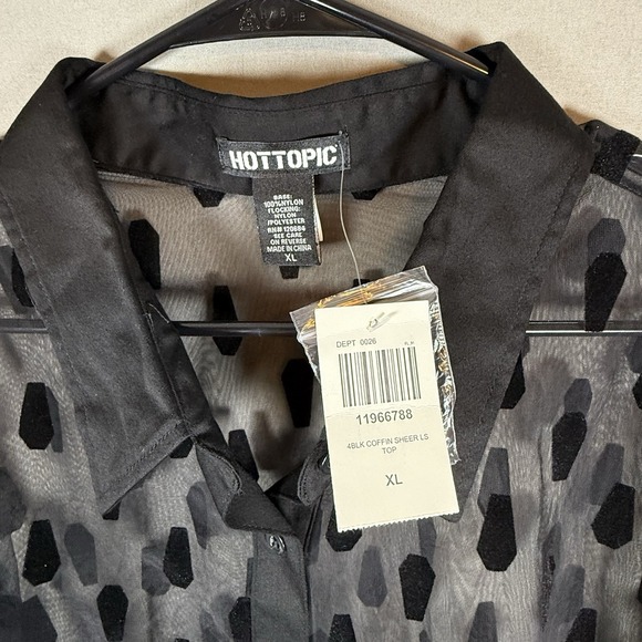 Hot Topic Coffin Blouse Women's Sheer Goth Gothic Dark Witchy Whimsygoth XL - Picture 5 of 7